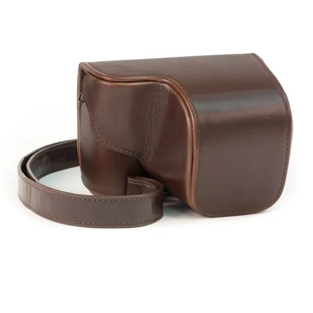MegaGear Custodia Pelle Marrone Scuro per Sony A5000 A5100 16-50mm