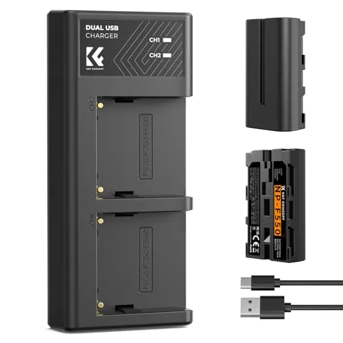 K&F Concept NP-F550 batterie 2x 2200mAh + caricatore